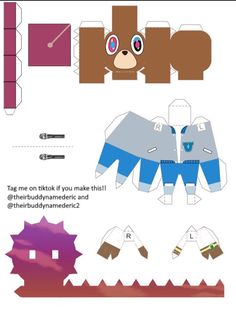 an origami paper doll is shown with instructions to make it look like a teddy bear