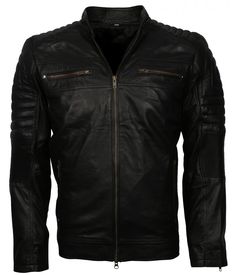 Buy Biker Men's Black Motorcycle Leather Jacket on Sale at US Leather Mart. Leather Jacket With Zipper Closure For Urban Adventures, Leather Biker Jacket With Zipper For Urban Adventures, Leather Biker Jacket For Spring Outdoor, Spring Leather Biker Jacket For Outdoor, Spring Leather Biker Jacket For Motorcycling, Spring Leather Motorcycle Jacket, Spring Leather Motorcycling Jacket, Black Cafe Racer, Cafe Racer Leather Jacket