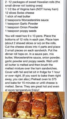 the instructions for how to make hawaiian sliders