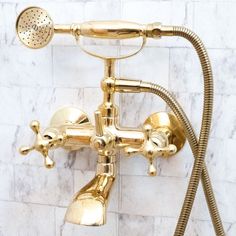 Unlacquered Brass Wall Mount Bath Tub Filler Brass Shower Fixtures, Master Bath Tub, Wall Mount Tub Filler, Detachable Shower Head, Bathtub Filler, Rain Shower System, Brass Shower Head, Wall Mount Tub Faucet, Brass Bathroom Faucets