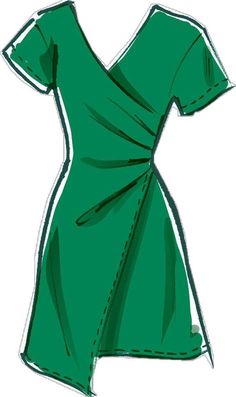 Fitted A-line Wrap Dress With Tie Waist, Fitted Pleated Dress With Surplice Neckline, Green Fitted Short Sleeve Wrap Dress, Fitted Green Wrap Dress With Short Sleeves, Green Fitted Knee-length Wrap Dress, Mode Kimono, Wrap Front Dress, Wardrobe Tips, Outfits Chic