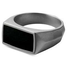 Jax Black & Steel Signet Ring | In stock! | Moody Mason Ring Size Adjuster, Faceted Design, Fall Rings, Titanium Ring, Snake Design, Ceramic Rings, Wolfram, Square Rings, Modern Ring