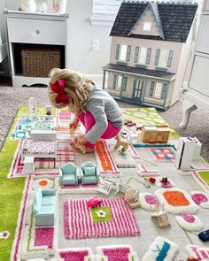 Dollhouse Play Area, Baby Doll Play Area, Toy Ideas For Kids, 3d Carpet, Carpet Diy, Play House, Family Kids, Diy Dollhouse, Diy Toys