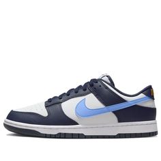 Nike Dunk Low 'University Blue' FN7800-400 Classic Blue Sneakers With Contrast Sole, Classic Blue Sneakers With Rubber Sole, Classic Blue Sneakers, Classic Blue Sports Sneakers, Classic Navy Nike Sneakers, Nike Dunk Low University Blue, Dunk Low University Blue, 720 Nike, Dunk Shoes