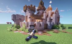 Aesthetic Minecraft Builds Castle, Minecraft Mountain Castle Ideas, Aesthetic Castle Minecraft, Castle On Mountain Minecraft, Minecraft Quartz Castle