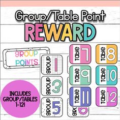 group / table point reward with numbers and times