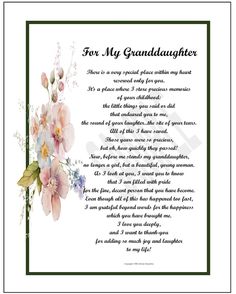 the poem for my granddaughter with flowers on it