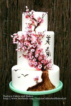 Amazing Cake Designs - Imgur Cherry Blossom Wedding Cake, Cherry Blossom Cake, Blossom Cake, Round Wedding Cakes, Rustic Wedding Decorations, Cool Cake Designs, Lace Wedding Cake