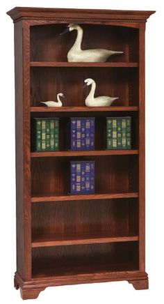 Amish Stockton Bookcase Cherry Bookcase, Wood Office Furniture, Brown Bookcase, Bookcase Ideas, Plywood Siding, Book Cases, Quarter Sawn White Oak, Raised Panel Doors, Solid Wood Shelves