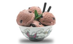 three scoops of ice cream in a bowl