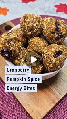 cranberry pumpkin spice energy bites on a plate