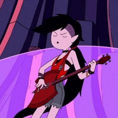 a cartoon character with an electric guitar in her hand