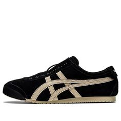 Onitsuka Tiger Mexico 66 Slip-On 'Black Cream' 1183B782-001 - KICKS CREW Casual Black Custom Sneakers With Rubber Heel Cap, Black Retro Custom Leather Sneakers, Retro Black Leather Custom Sneakers, Retro Black Custom Sneakers With Rubber Sole, Black Retro Custom Sneakers With Rubber Sole, Black Classic Sneakers With Vulcanized Sole, Black Retro Custom Sneakers For Sports, Retro Black Custom Sneakers For Sports, Retro Black Sneakers With Vulcanized Sole