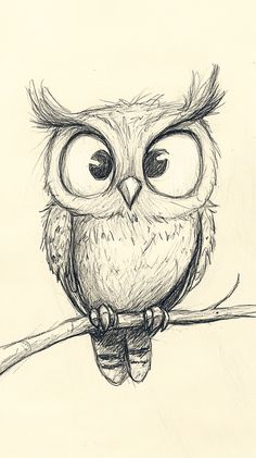 an owl with big eyes sitting on a branch