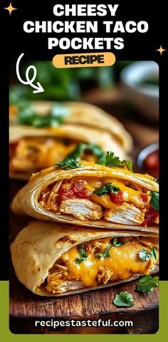 These Cheesy Chicken Taco Pockets are the perfect handheld snack or meal. Flaky, buttery pockets filled with seasoned chicken, melted cheese, and taco-inspired flavors. A quick and easy recipe that will satisfy your taco cravings! #CheesyChickenTacoPockets #TacoPockets #ChickenTacos #EasyDinner #MexicanFlavors #TacoNight #ComfortFood