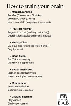 Discover scientifically-backed methods to enhance memory, boost creativity, and improve focus. From brain games and mindfulness exercises to healthy lifestyle habits, our guide covers everything you need to know to keep your brain sharp and agile. Perfect for students, professionals, and anyone looking to boost their mental performance. Start your journey to a smarter, more resilient brain today! Training Your Brain, Improve Memory Brain, Weekend Routine, Migraine Help, Coordination Activities, Brain Boosting Foods, Mental Performance, Mental Exercises, Work Journal