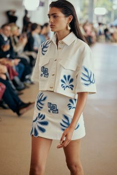 Resort 23/24, Clothes Sets Outfits Women, Denim Coord Set Women, Runway 2024 Summer, Embroidered Coord Set, Resort 2024 Runway, 2024 Summer Fashion, Coords Set Two Pieces, Matching Set Outfit Two Pieces