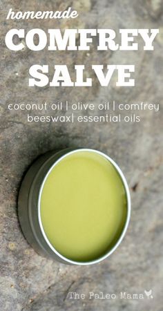 Homemade Comfrey Salve - The Paleo Mama Comfrey Salve, Salve Recipes, Herbal Salves, Medicinal Herb, Healing Salves, Herbal Recipes, Herbal Healing, Homemade Remedies, Healing Herbs