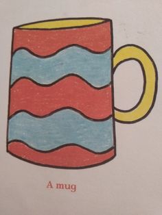 a drawing of a mug with wavy lines on it's side and the words a mug below