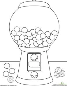 a drawing of a gummy machine with lots of balls in it and the word gummy