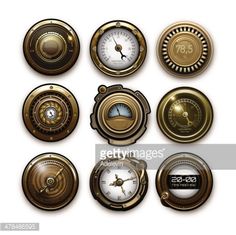 there are many different types of clocks on the wall