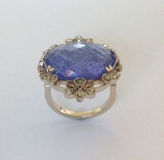 Dalben Tanzanite, Diamond,and 19k Gold Ring Tanzanite And Diamond Ring, Brown Diamonds, Diamond Gold Ring, Tanzanite Diamond Ring, Tanzanite Diamond, Ring Mountings, Brown Diamond, Diamond Gold, Gold Diamond Rings