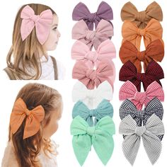 PRICES MAY VARY. ✿【PACKAGE INCLUDES】: We have 14 different colored girls bows that complement any little girl's daily attire. Whether you are in any season or wearing any outfit, you can find colors that match your outfit. ✿【HANDMADE & LINEN FABRIC BOWS】: Each of our handmade large fable hair bows has a needle thread lock edge design, made of organic fiber fabrics such as linen, cotton gauze, embroidery, etc., with a soft touch, skin friendly, and durable. ✿【GIRLS BOWS SIZE】: The 6inch bows have Hair Bows For Girls, Bows For Girls, Ponytail Bun, Side Ponytail, Toddler Hair Clips, Toddler Bows, Baby Hair Bows, Hair Accessories Clips