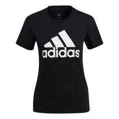 (WMNS) Adidas W Bl T Sports Stylish Logo Printing Short Sleeve Black T-Shirt GL0722 (Women's) Essentials Logo, Stylish Logo, Adidas Fashion, Sport Style, Adidas Sportswear, Women Essentials, Black White Fashion, Logo Tee, Womens Loungewear