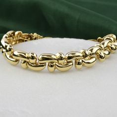 Estate 14K Gold Fancy Puff Link Bracelet - Expressions Jewelers Gold Link Bracelet, Gold Link