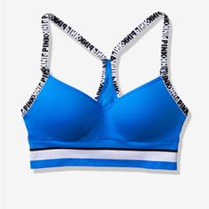 Victoria Secret Pink Bralette Great Condition (Nwot) Push Up Cool & Comfy Logo Trim Blue Wireless Cheap Victoria's Secret Blue Bra, Pink Bralette, Beauty Accessories, Blue And Silver, Victoria Secret, Sport Outfits, Secret Pink, Women's Intimates, Push Up