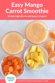 an easy mango carrot smoothie recipe is shown