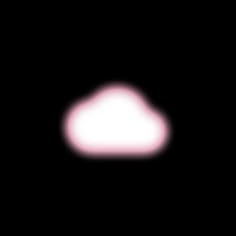 a black background with a white cloud in the middle and pink light at the top