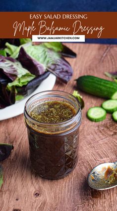 This quick and delicious homemade Maple Balsamic Dressing is the perfect sweet and tangy vinaigrette for all your seasonal salads! Maple Vinaigrette, Easy Salad Dressing, Simple Syrup Recipes, Seasonal Salad, Homemade Spice Blends, Homemade Condiments, Balsamic Dressing