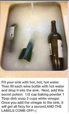 two bottles in a sink filled with water