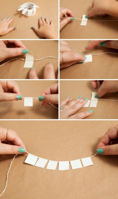 the steps to make a paper garland are shown