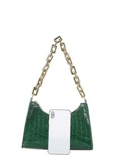 Olivia Mark - Croc Embossed Chain Baguette Bag  - Women Shoulder Bags Chain Pattern, Baguette Bag, Save The Planet, Green Bag, Bag Women, Olivia Mark, For Love, Emboss, Shoulder Bag Women