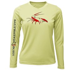 Saltwater Born UPF 50+ Long Sleeve Florida Lobster Long Sleeve UPF 50+ Dry-Fit Shirt Hot Spots, Women's Shirts, Ice Blue, Western Wear, Upf 50, Blue And Silver, Sun Protection, Jeans Fit, Workout Shirts