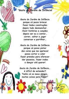 a poem written in spanish with children's drawings