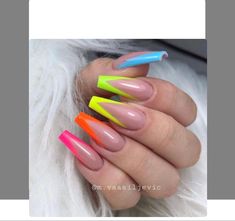 Bright Acrylic Nails, Bright Summer Acrylic Nails, Nails Neon, Acrylic Nail Set, Acrylic Nails Coffin Short, Summer Acrylic Nails