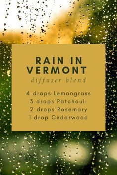 Lemongrass Essential Oil Blends, Lemongrass Diffuser Blend, Aveda Essential Oil Recipe, Patchouli Diffuser Blend, Patchouli Essential Oil Blends, Cedarwood Essential Oil Blends, Rosemary Diffuser Blends, Rain Essential Oil Blend, Rain Diffuser Blend