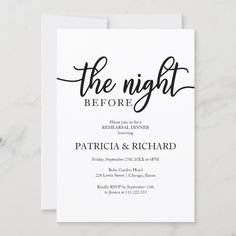 The Night Before Simple Elegant Rehearsal Dinner Invitation The Night Before Rehearsal Dinner Invite, White Rehearsal Dinner, Rehearsal Dinner Invite, Wedding Rehearsal Dinner