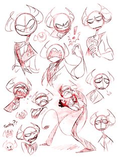 some cartoon character sketches with different expressions