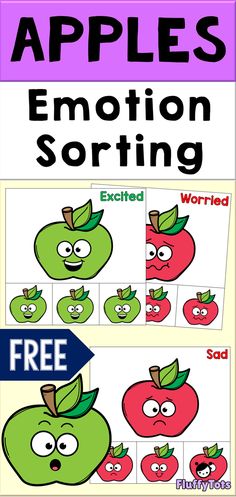 an apple sorting game with the words emotion sorting