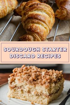 some food that is on top of a plate and in front of the words sourdough starter discard recipes