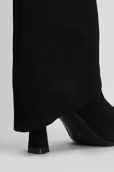 High heels boots in black suede, pointed toe, lapel, stiletto heel, leather sole, 80 mm heel, Made in Italy, 100% suede Ysl Sandals, High Heels Boots, Couture Outfits, Prada Leather, Heels Boots, Valentino Bags, Green Shoes, Card Holder Leather, High Heel Boots