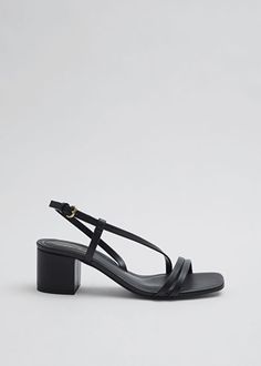 Strappy Vegan Sandals - Black - Heeled sandals - & Other Stories US Bridesmaids Heels, Croc Heels, Vegan Sandals, White Sandals Heels, Black Platform Heels, Leather Heels Sandals, Faux Leather Heels