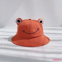 Qteee - Stylish Amphibian Inspired Fisherman Hat Playful Adjustable Orange Hat, Fun Orange Adjustable Hat, Adjustable Orange Cotton Bucket Hat, Orange Cotton Bucket Hat For Summer, Casual Orange Sun Hat For Vacation, Orange Cotton Beach Hat, Orange Cotton Summer Hat, Summer Orange Cotton Bucket Hat, Orange Summer Outdoor Hat