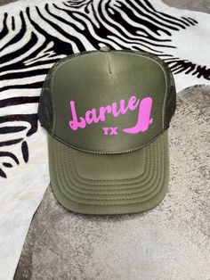 Havin' a bad hair day? We got you covered with this cute olive & pink "Larue Tx" trucker hat. Perfect for any outfit! Trendy Green Trucker Hat With Curved Bill, Trendy Green Trucker Hat, Cute Green Trucker Hat, Vogue Home, Rodeo Drive, Wild Rag, Bad Hair Day, Bad Hair, Hair Day