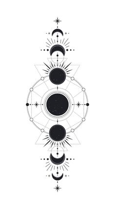 a black and white drawing of three phases