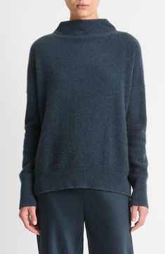 The softest cashmere is also structured enough to form a seamless funnel neck atop this super-cozy sweater styled with dropped shoulders and wide ribbed bands. 25" length (size Medium) Exclusive retailer Funnel neck Long sleeves Ribbed cuffs and hem 100% cashmere Dry clean or hand wash, dry flat Imported Cozy Sweater, Funnel Neck, Cozy Sweaters, Sweater Fashion, Funnel, Cashmere, Dry Clean, Hand Wash, Nordstrom